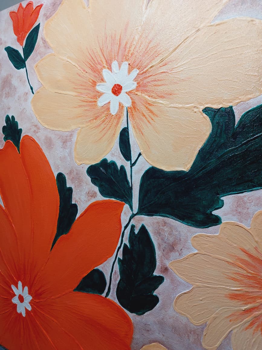 Art é Soul's "Bloom" – Large Hand-Painted Textured Floral Canvas Art, 3D Palette Knife Flower Wall Decor