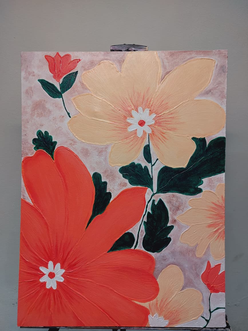 Art é Soul's "Bloom" – Large Hand-Painted Textured Floral Canvas Art, 3D Palette Knife Flower Wall Decor