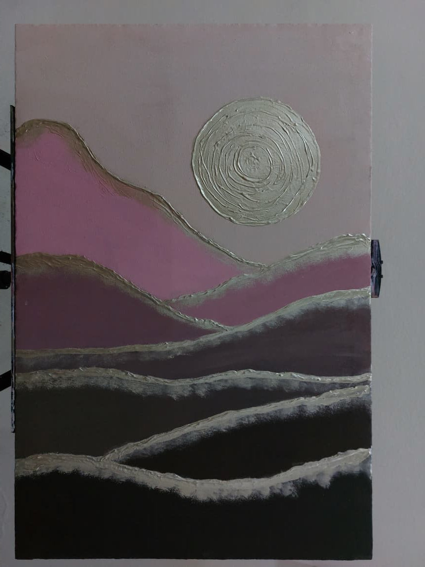 Art é Soul's "Lunar Path" – Large 3D Textured Abstract Painting, Hand-Painted Mixed Media Canvas Wall Art