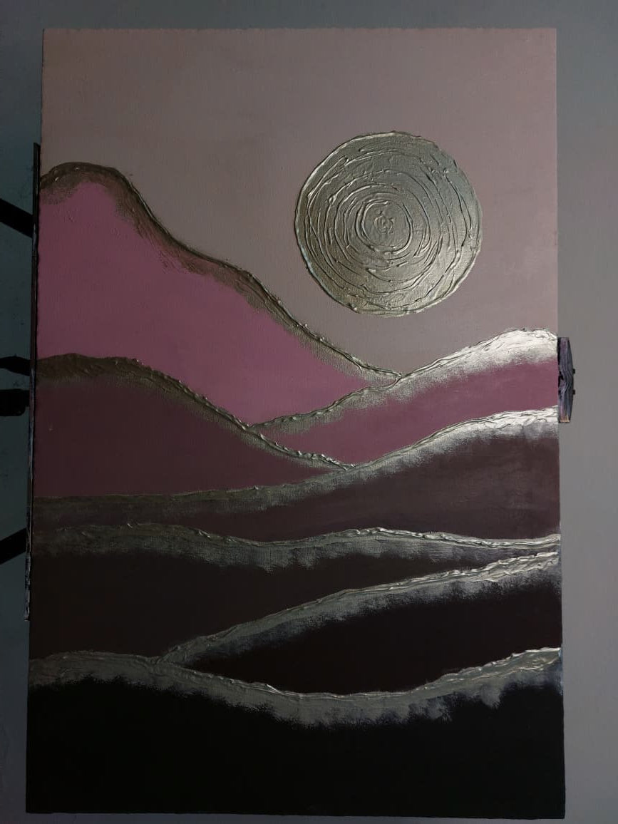 Art é Soul's "Lunar Path" – Large 3D Textured Abstract Painting, Hand-Painted Mixed Media Canvas Wall Art