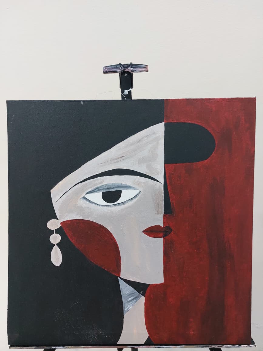 Art é Soul's "Urban Essence" – Modern Geometric Abstract Woman Face Hand-Painted Canvas Art
