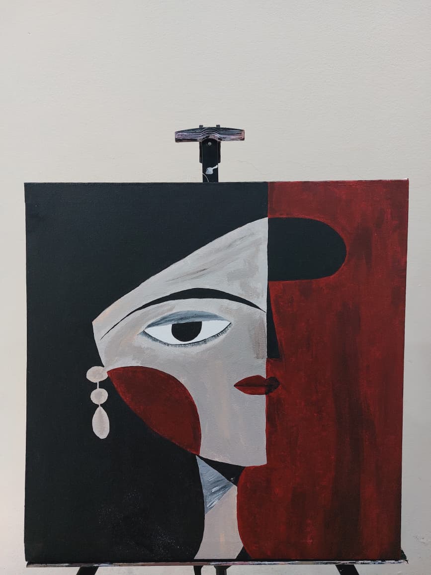 Art é Soul's "Urban Essence" – Modern Geometric Abstract Woman Face Hand-Painted Canvas Art