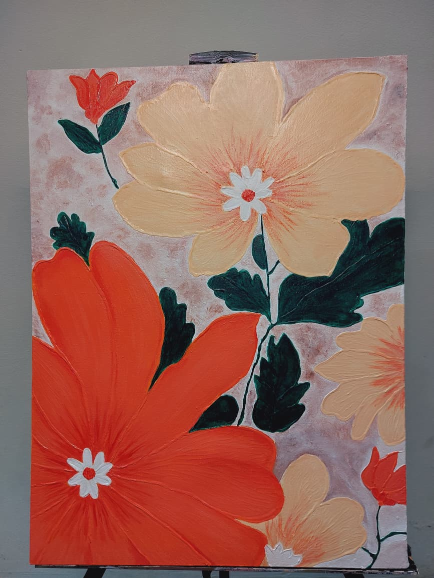 Art é Soul's "Bloom" – Large Hand-Painted Textured Floral Canvas Art, 3D Palette Knife Flower Wall Decor