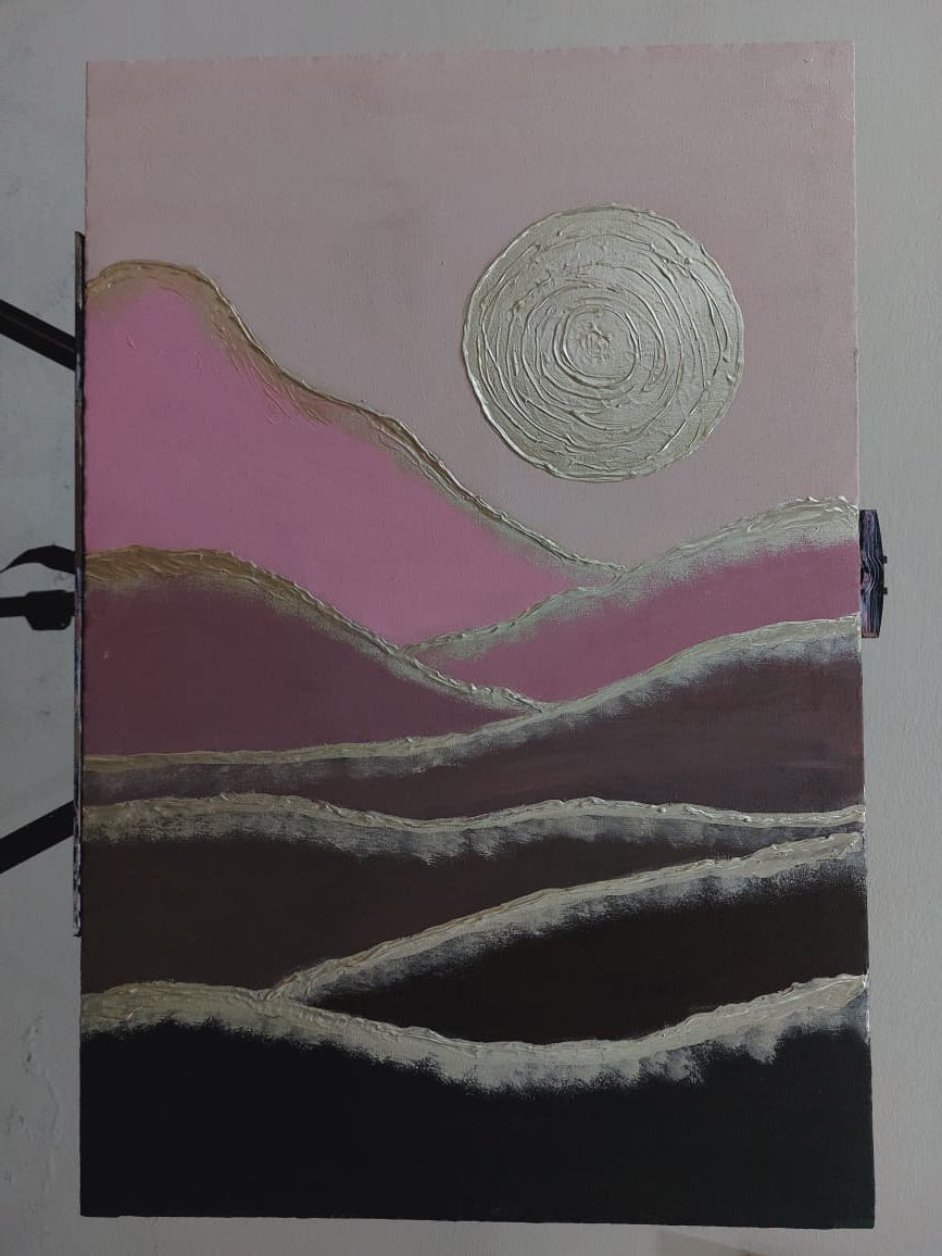 Art é Soul's "Lunar Path" – Large 3D Textured Abstract Painting, Hand-Painted Mixed Media Canvas Wall Art